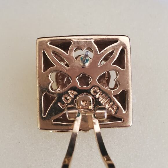 Lauren G Adams LGA Womens Pierced Earrings Omega Clip Gold Plated Pearl Crystals - Picture 3 of 7